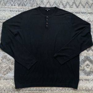 Zachary Prell Black Wool/Cashmere Henley Shirt XXL
